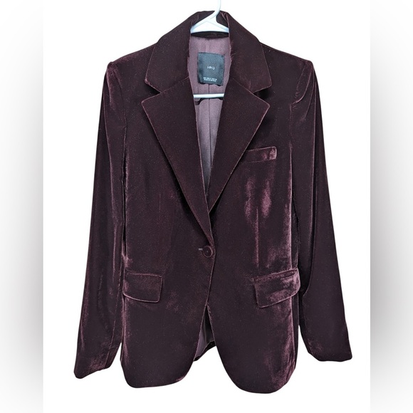 Mango velvet blazer size S open shoulder pads - Picture 1 of 10
